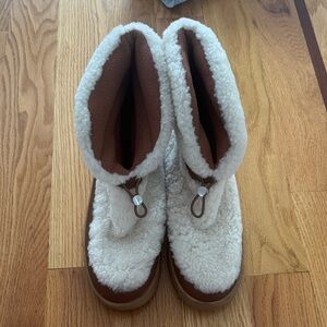 Marc Fisher White and Brown Winter Boots